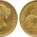 Lot 2459 - British India, gold mohur, 1841C, obverse ‘VICTORIA QUEEN,’ mint state. Estimate: £3,500-£4,500. Baldwin’s image.