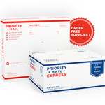 Priority Mail and Priority Mail Express packaging shows off a cleaner, more-modern look. Image courtesy of USPS.