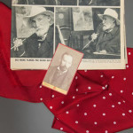 One of the unique items being sold is Renoir's silk scarf, 50 by 16 1/2 inches, accompanied by a photograph and newspaper article that show the artist wearing it. Image courtesy Heritage Auctions.