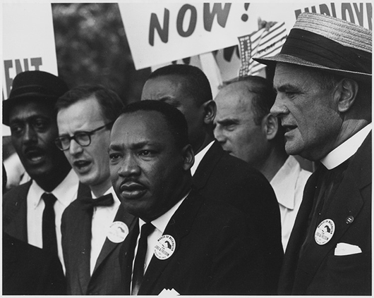 The Rev. Martin Luther King Jr. at Civil Rights March on Washington, D.C., on Aug. 28, 1963. U.S. National Archives and Records Administration image, courtesy of Wikimedia Commons.