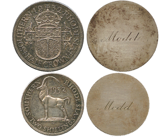 Lot 3483, Southern Rhodesia silver uniface reverse proof set, 1932. Estimate: £3,000-£5,000. Baldwin’s image.