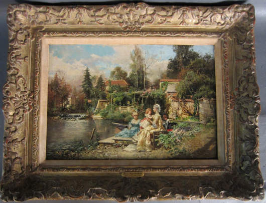 Cesare Augusto Detti (Italian, 1847-1914), ‘On the River,’ oil on canvas, signed C. Detti July ’85. Sterling Associates image