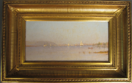 Francis Augustus Silva (American, 1835-1886), ‘Hook Mountain Nyack NY,’ oil on canvas, Hudson River Luminism style, signed Silva. Sterling Associates image
