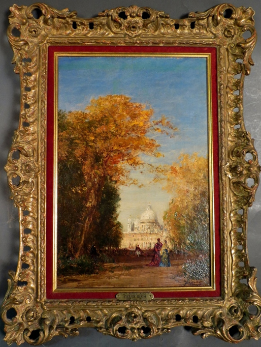 Felix Ziem (French, 1821-1911), landscape with plaque identifying St. Peters Rome; oil on canvas, signed Felix Ziem. Sterling Associates image