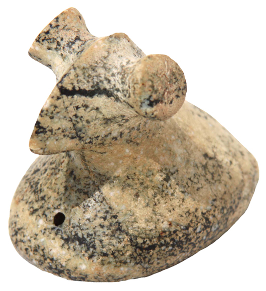 Bust birdstone found in Madison County, Ill., in 1917, 2.5 inches. Price realized: $55,000. T&T Archaeological Consulting and Brent Fuchs Auctioneering image.