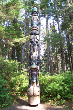 One of the many Native Alaskan totem poles on display at Sitka National Historical Park. Photograph by Robert A. Estremo, copyright 2005. This file is licensed under the Creative Commons Attribution-Share Alike 2.5 Generic license. Thank you.One of the many Native Alaskan totem poles on display at Sitka National Historical Park. Photograph by Robert A. Estremo, copyright 2005. This file is licensed under the Creative Commons Attribution-Share Alike 2.5 Generic license. Thank you.