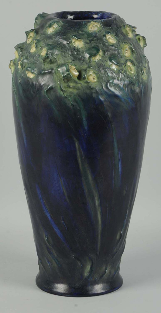 Amphora Fates vase, 17in tall. Est. $15,000-$25,000. Morphy Auctions image.