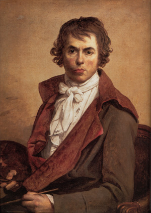 Self-portrait by Jacques-Louis David (1794), whose signature is on the portrait of Napoleon Bonaparte. Image courtesy of Wikimedia Commons.