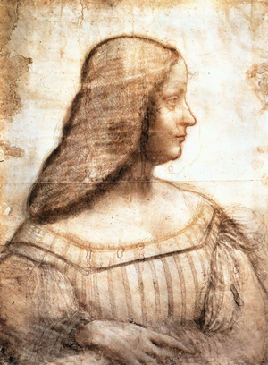 Drawing of Isabella in her youth for an intended portrait by Leonardo da Vinci. Image courtesy of Wikimedia Commons.