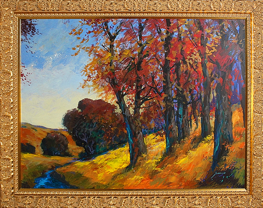 'Autumn Leaves' by Michael Schofield, original oil on board. Art VIP Charity Auction House image.