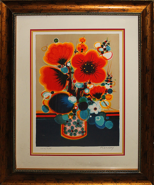 'Poppies' by Frederic Menguy (French 1927-2007), limited edition serigraph. Art VIP Charity Auction House image.