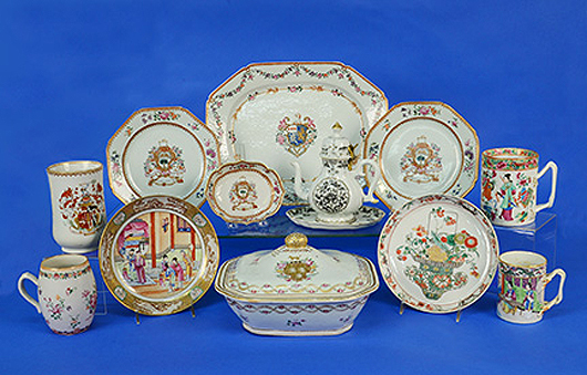 The decorative works of art offerings will lead off with a large single owner collection of fine Chinese export porcelain. Grogan & Company image.