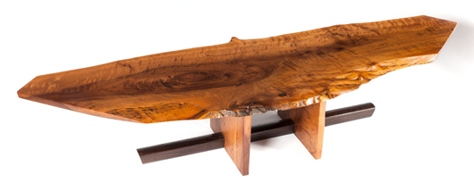 George Nakashima Persian walnut and rosewood Minguren I coffee table. Heritage Auctions image.
