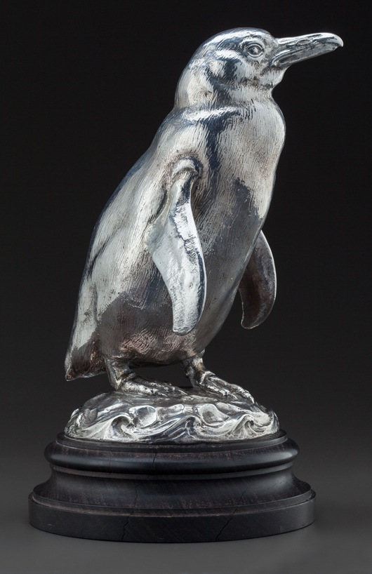 Vincent Astor commemorative silver penguin modeled by James L. CLark for Gorham, dated 1930. Heritage Auctions image.