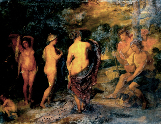 'Judgment of Paris,' original oil on copper, 17th century. Art VIP Charity Auction House image.
