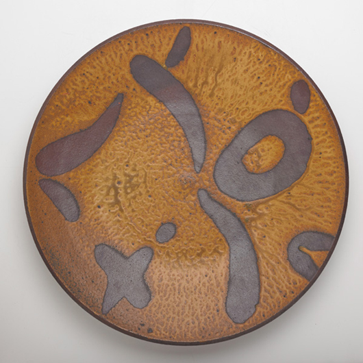 Kurt Weiser, ceramic charger. Price realized: $2,125. Rago Arts and Auction Center.