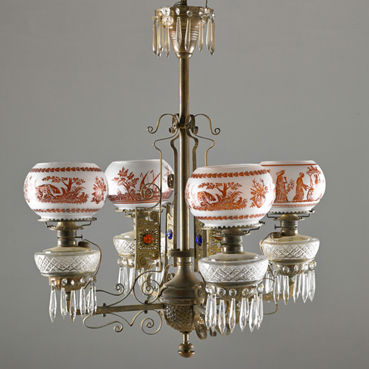 Aesthetic Movement chandelier. Price realized: $3,250. Rago Arts and Auction Center.
