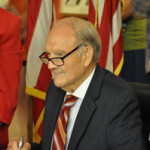 Sen. George McGovern signing his book 'Abraham Lincoln' at the Richard M. Nixon Library and Museum in Yorba Linda, Calif., in 2009. Image by Scott Clarkson. This file is licensed under the Creative Commons Attribution-Share Alike 3.0 Unported license.