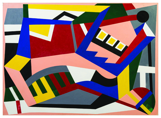 This untitled Ralston Crawford geometric abstraction sold for $32,500. Leslie Hindman Auctioneers image.
