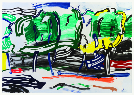 Roy Lichtenstein’s ‘Road Before the Forest’ realized $31,250. Leslie Hindman Auctioneers image.