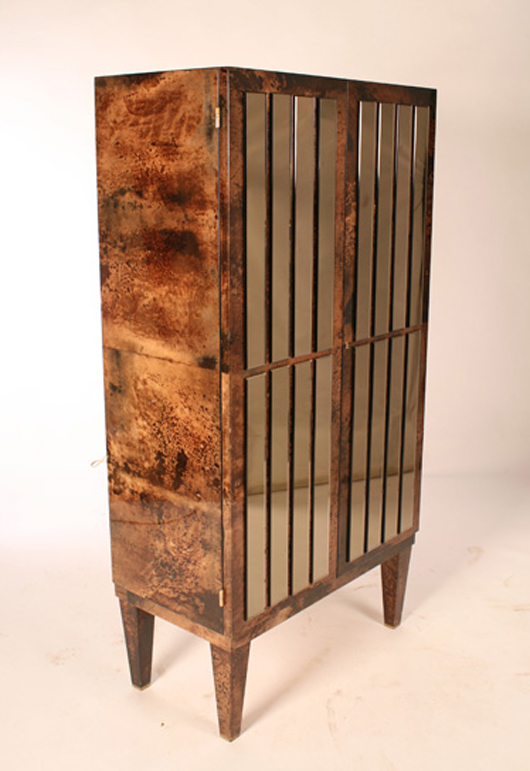 Aldo Tura parchment covered bar cabinet that brought over $6,000. Kamelot Auction House image.