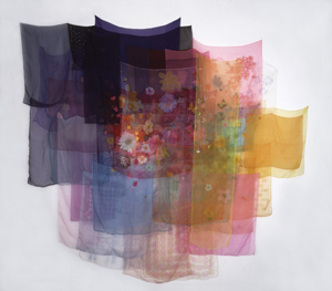 With the Wind, 1997, Jim Hodges, Scarves and thread, 90 x 99 in., Photo by Alan Zindman, © Jim Hodges