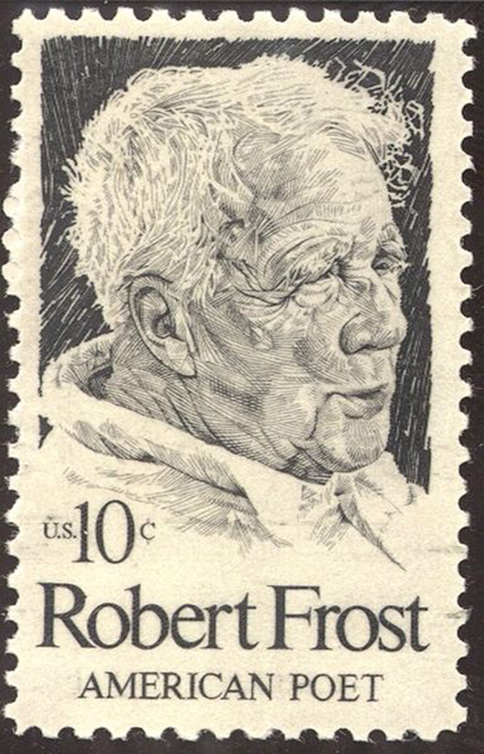 1974 US postage stamp honoring the poet Robert Frost.