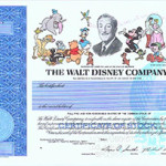 Specimen certificate for common stock in the Walt Disney Company. Image courtesy of LiveAuctioneers Archive and Scott J. Winslow Associates Inc.