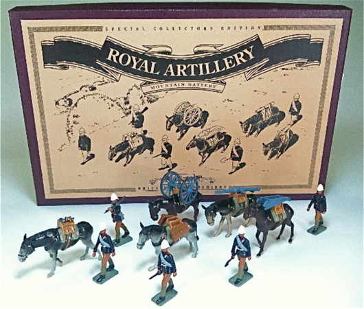 Britains Set #8857, Royal Artillery, 13 pcs. with original box. Est. $60-$80. Old Toy Soldier Auctions image.