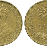This British West Africa George V brass 2-shilling, thought to be one of only two still in existence, sold for £12,000. Baldwin’s image.