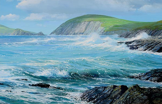 Peter Ellenshaw (British 1913-2007) ‘Dunmore Head,’ oil on canvas, 29 x 47 inches. Sold for $3,540. Michaan’s Auctions image.