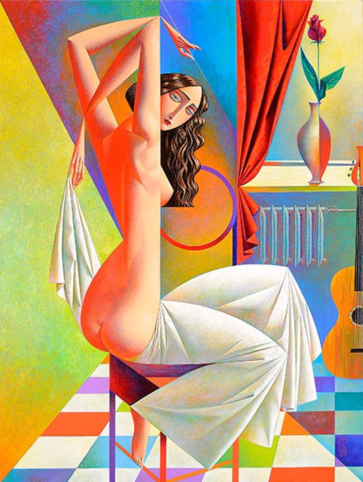 Gregory Kurasov (Russian Federation b. 1958), ‘American Beauty, No 177,’ oil on canvas. Sold for $3,540. Michaan’s Auctions image.