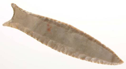 Cumberland fluted point found on farm near Marion, Tennessee. Est. $15,000-$25,000. Morphy Auctions image.