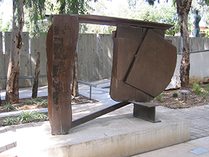Sir Anthony Caro (English, 1924-2013), 'Black Cover Flat,' 1974, steel, in the collection of the Tel Aviv Museum of Art, Israel. Photo by talmoryair, licensed under the Creative Commons Attribution-Share Alike 2.5 Generic license.
