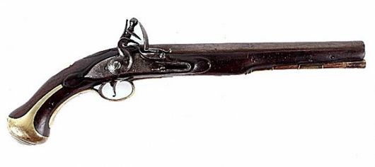Rare George I 1738 tower-marked heavy Dragoon pattern land service pistol. Estimate: £4,000-£6,000. Baldwin’s and Dreweatts image.