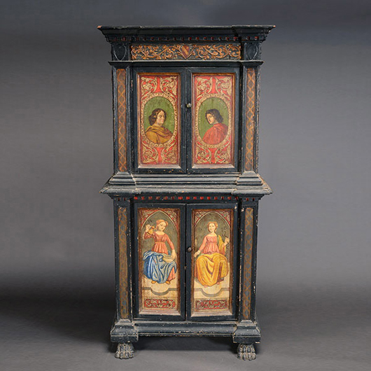 Lot 131: Italian Renaissance Revival chest on chest. Estimate: $800-$1,200. Michaan’s Auctions image.
