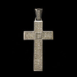 Lot 325: diamond, platinum cross pendant. Estimate: $5,000-$6,000. Michaan’s Auctions image.