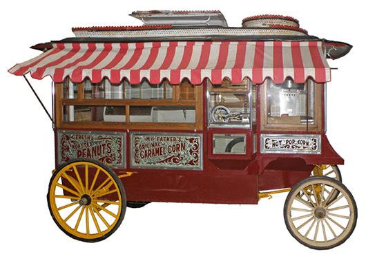 1906 Cretors Model D popcorn wagon from McWhirter family collection. Mosby & Co. image. 