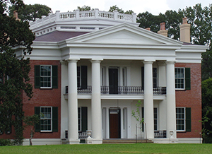 The historic Melrose estate, at Natchez National Historical Park, an example of the city's antebellum Greek Revival architecture. Image by R. Stephens, courtesy of Wikimedia Commons.