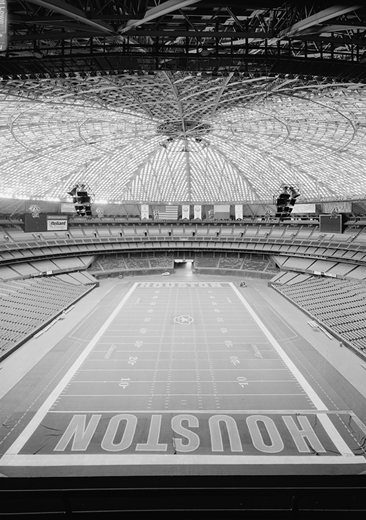 Interior view of the Astrodome with seating configuration for football. Image by Jet Lowe. Historic American Engineering Record, Library of Congress HAER TX-108-11.