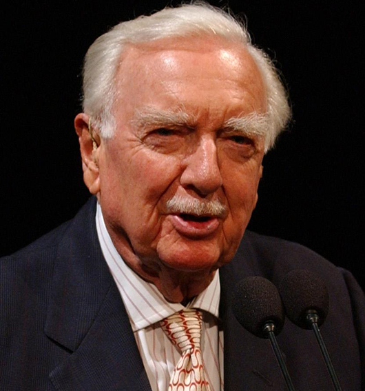 Legendary CBS newsman Walter Cronkite speaks at a ceremony at the National Air and Space Museum in Washington celebrating the 35th anniversary of Apollo 11 in 2004. Photo: NASA/Bill Ingalls.