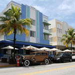 Art Deco-inspired architecture on Ocean Drive in Miami Beach, Florida, home to Art Basel. Photo by Massimo Catarinella, licensed under the Creative Commons Attribution-Share Alike 3.0 Unported license.