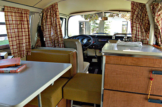 Interior in a 1970 Volkswagen Westfalia Camper. Image by AaronX. This file is licensed under the Creative Commons Attribution 2.0 Generic license. Thank you.