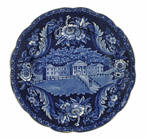 Rare views bring top prices. This Clews plate with the Mount Pleasant Classical Institute in Massachusetts, one of three known examples, brought $21,330 (est. $4,000-$6,000). Courtesy Pook & Pook.