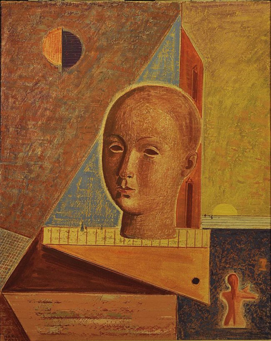Mario Tozzi, ‘L’Apparizione,’ 1966, olio su tela, 81,5 x 65 cm. Courtesy Gioielli di Carta.