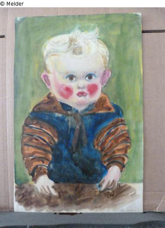 One of the recovered paintings is this watercolor by Otto Griebel titled 'Child at the Table.' Image courtesy of www.lostart.de