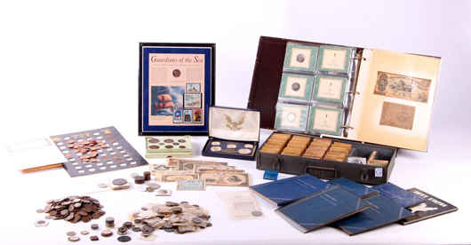 Lot 283: miscellaneous coin and paper money collection. Gray’s Auctioneers image.