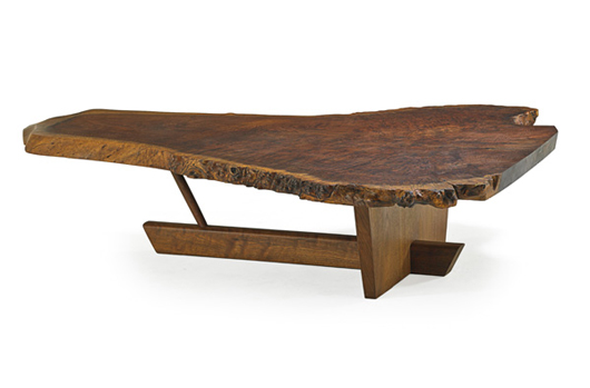 George and Mira Nakashima Minguren II coffee table. Price realized: $59,375. Rago Arts & Auction Center image.