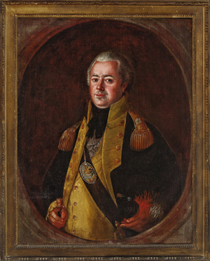 Lot 465: José Francisco Xavier de Salazar y Mendoza (Mexican/Louisiana, c.1750-1802), ‘Major General James Wilkinson (1757-1825),’ 1799, oil on canvas, 37 in. x 28 1/2 in. Estimate: $150,000-$250,000. Neal Auction Co. image.