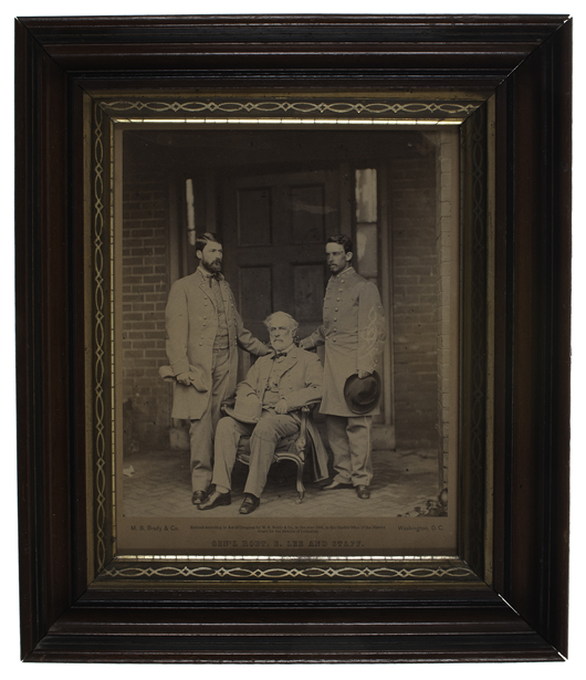 Scarce Gen. Robert E. Lee and staff photograph by Brady. Price realized: $9,400. Cowan’s Auctions Inc.